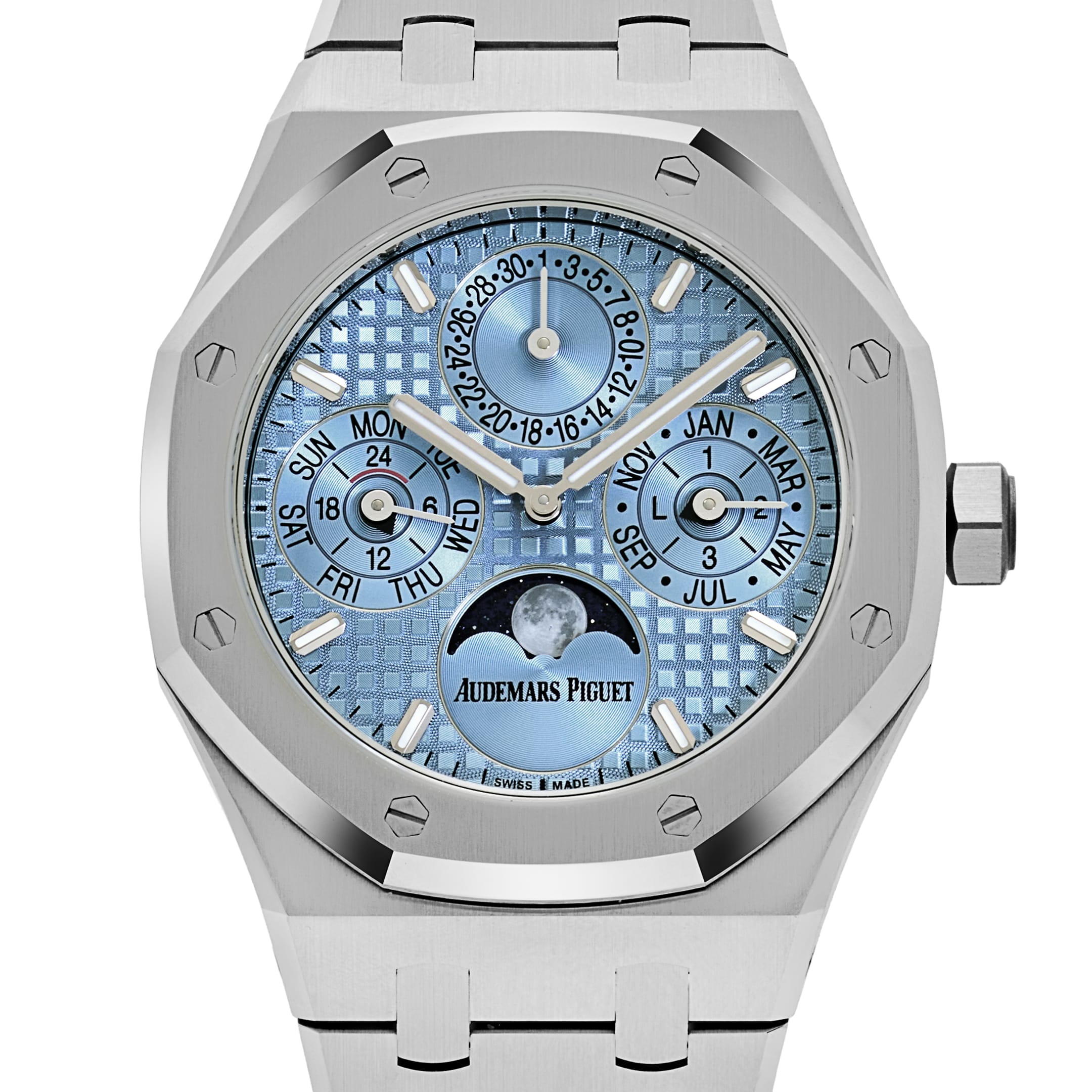 Umbraux A Vauban Perpetual Calendar Stainless Steel Light Blue