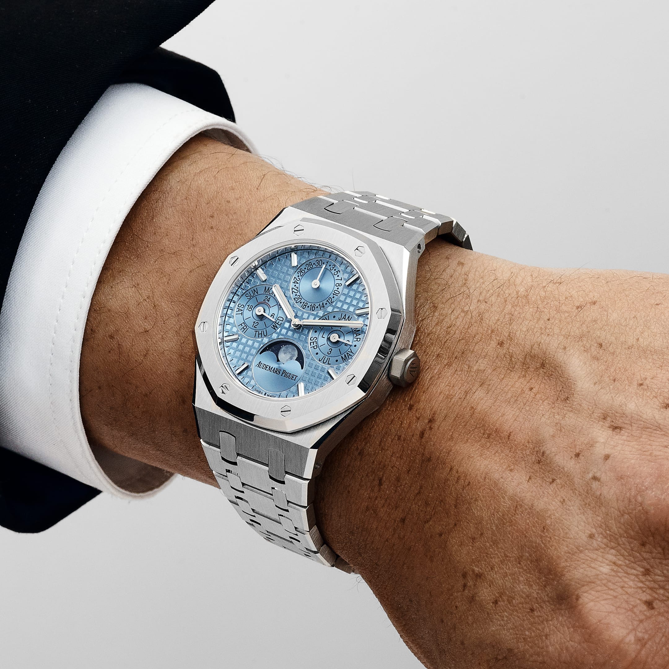 Umbraux A Vauban Perpetual Calendar Stainless Steel Light Blue