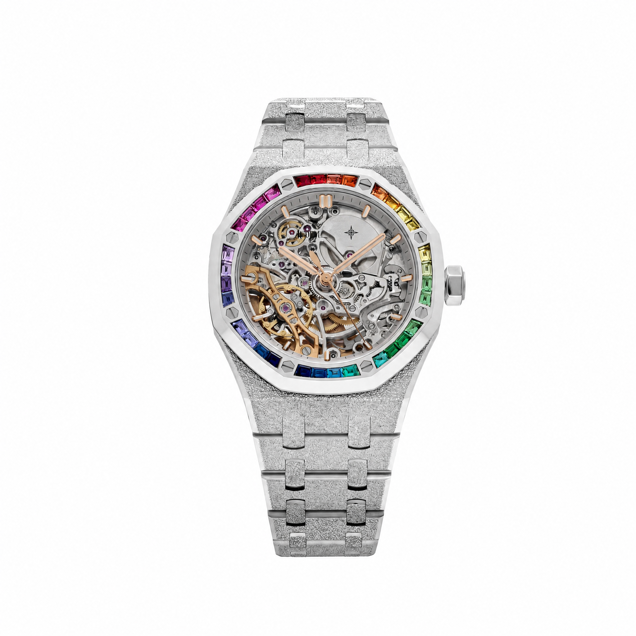 Umbraux A Royal Oak Double Balance Wheel White Gold Rainbow Sapphires