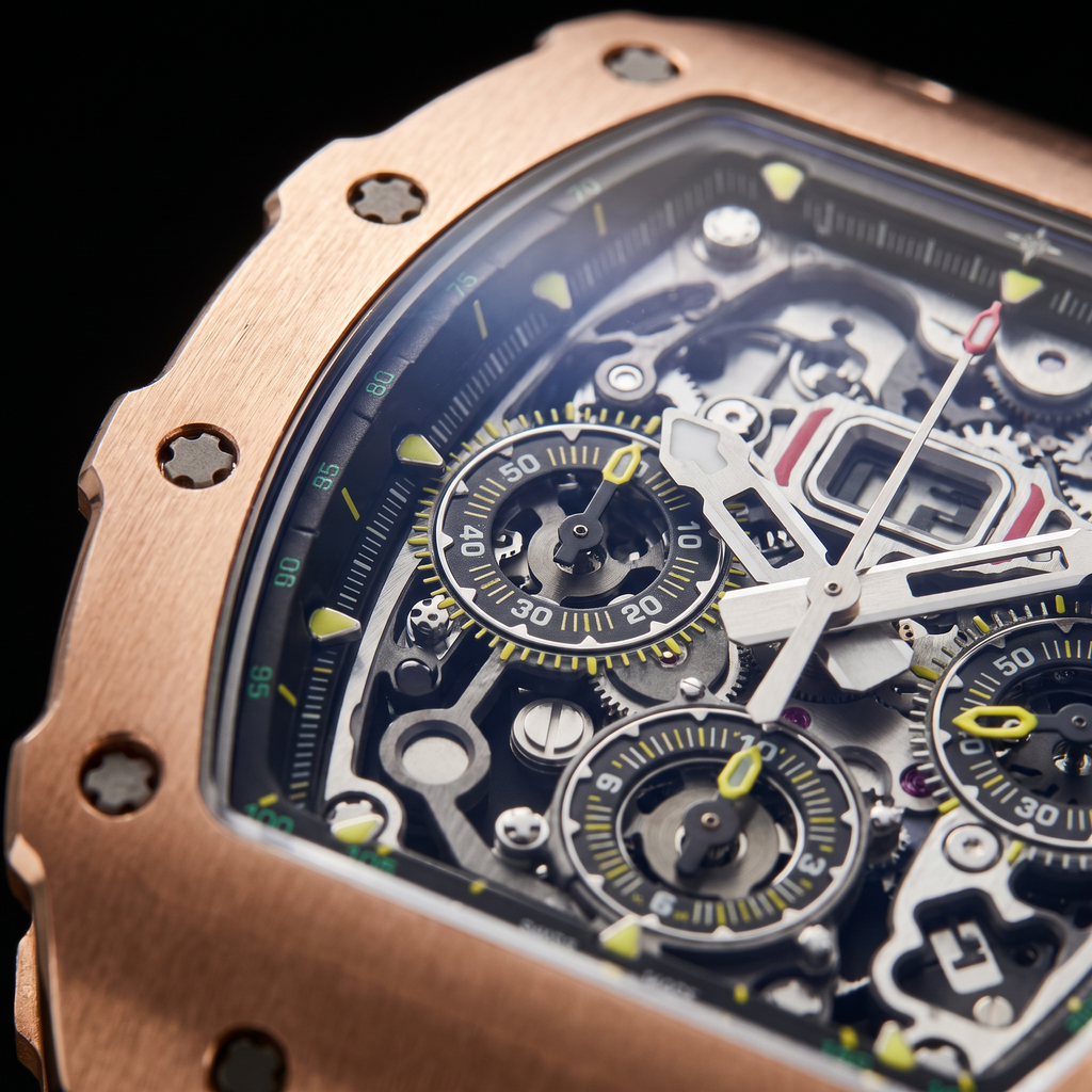 Umbraux R-7105 Chronograph Rose Gold dial detail