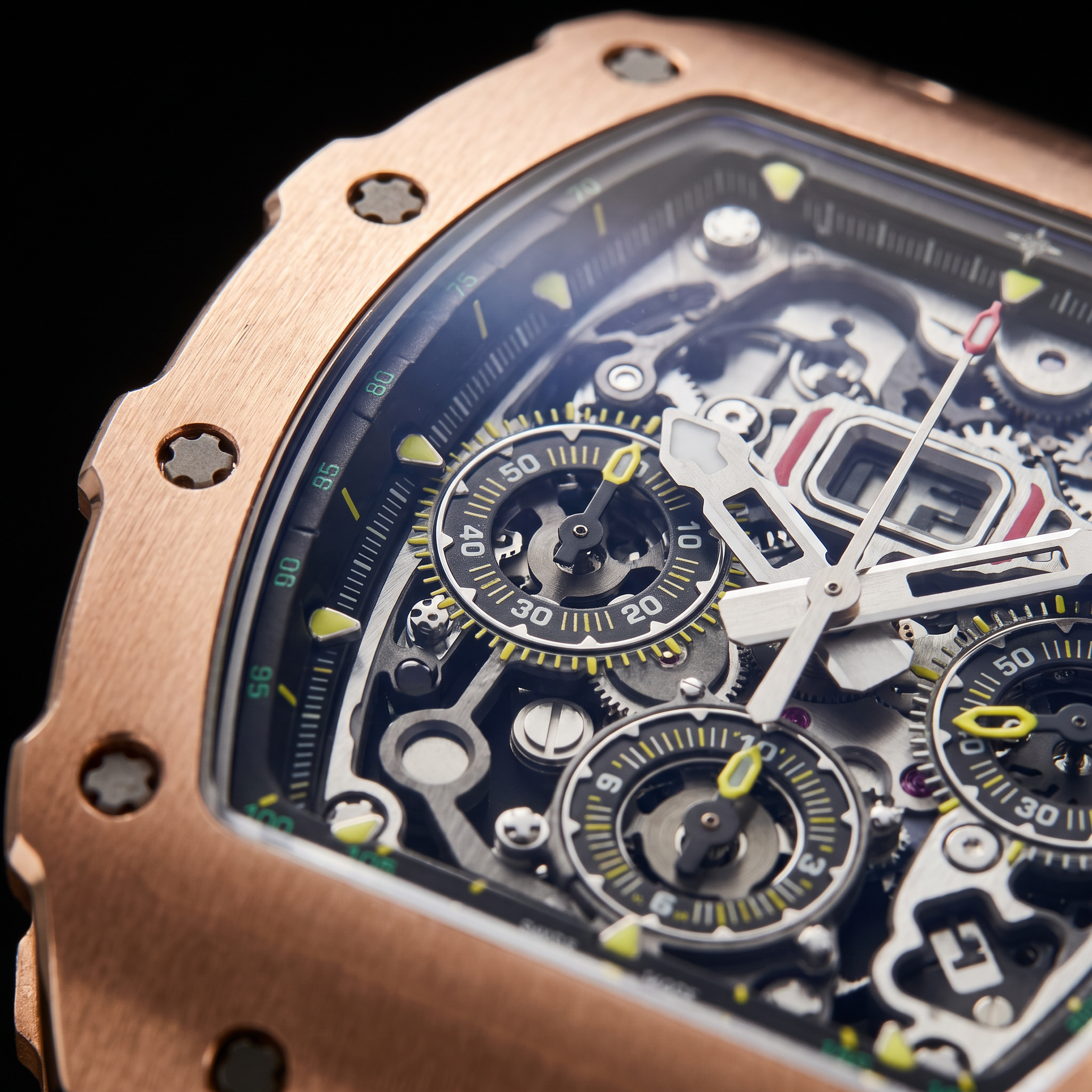 Umbraux R-7105 Chronograph Rose Gold dial detail