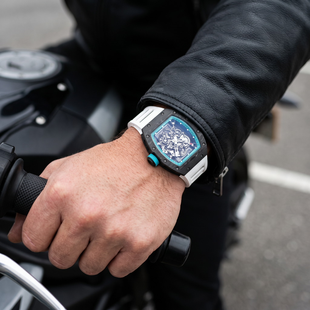 Umbraux R-7123 Carbon worn on the wrist