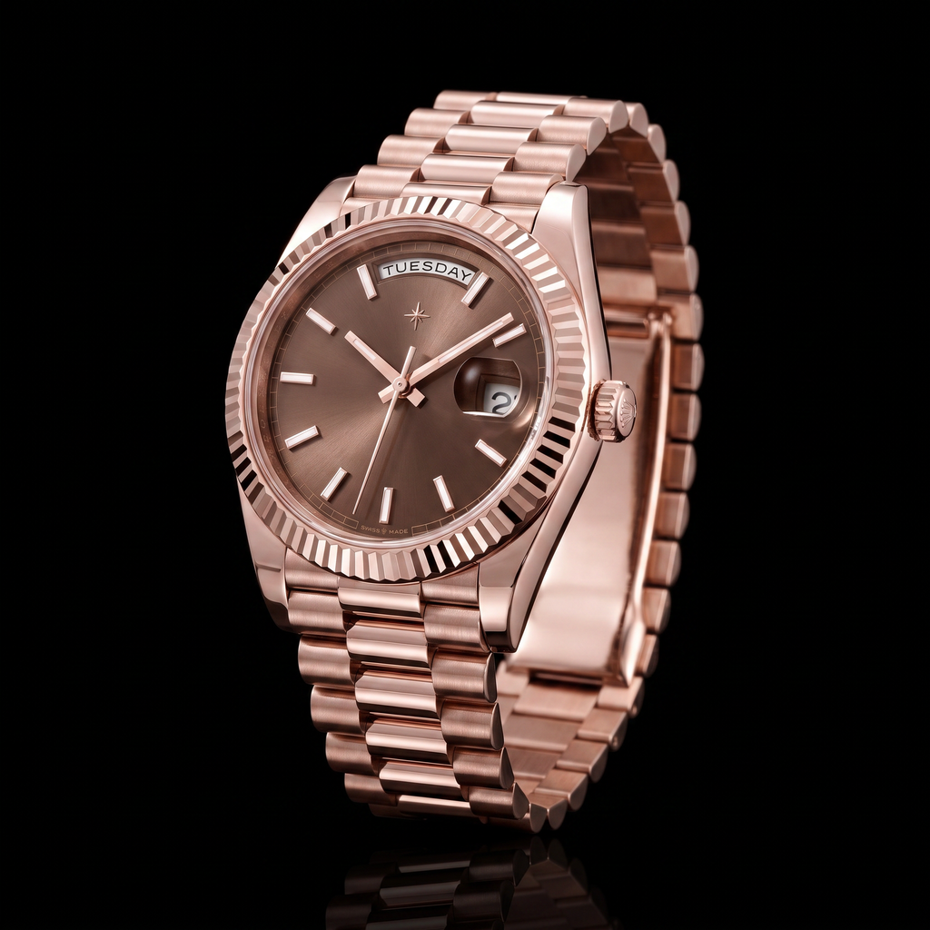 Umbraux Date 235 40mm Rose Gold Chocolate studio shot