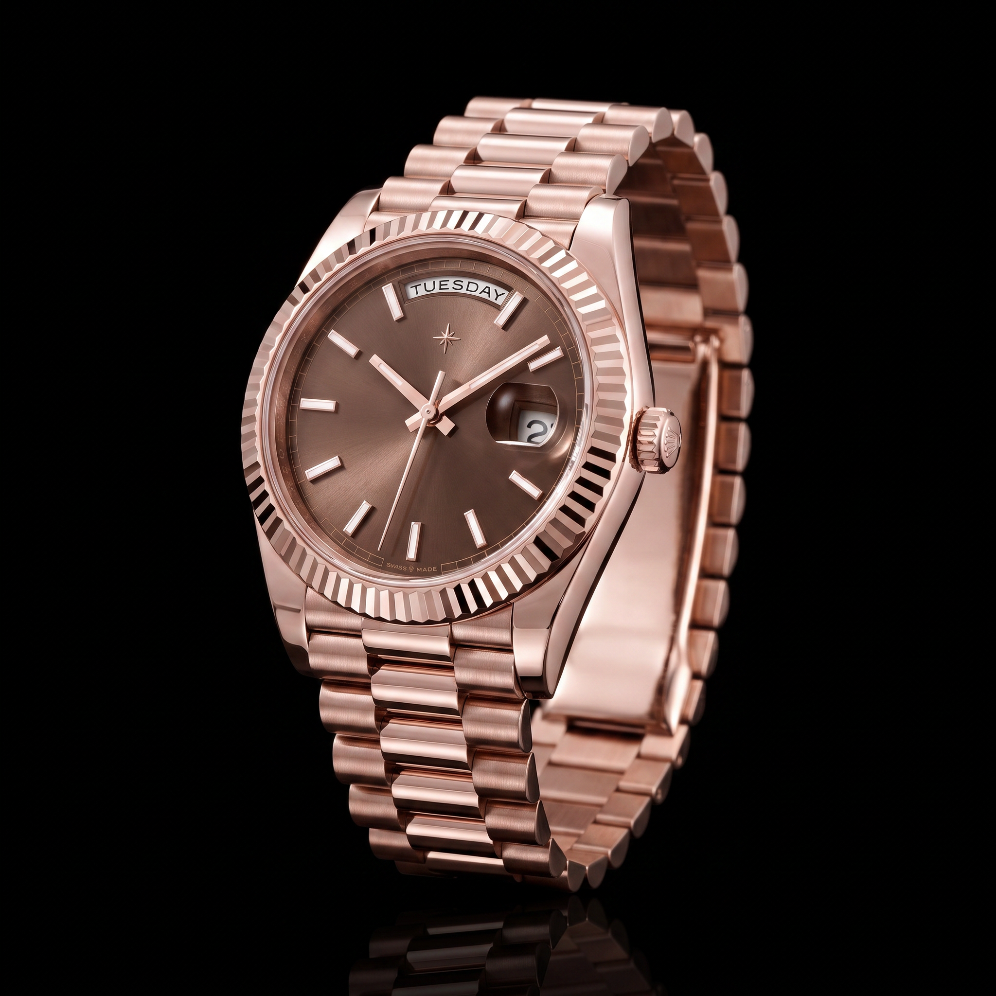 Umbraux Date 235 40mm Rose Gold Chocolate studio shot