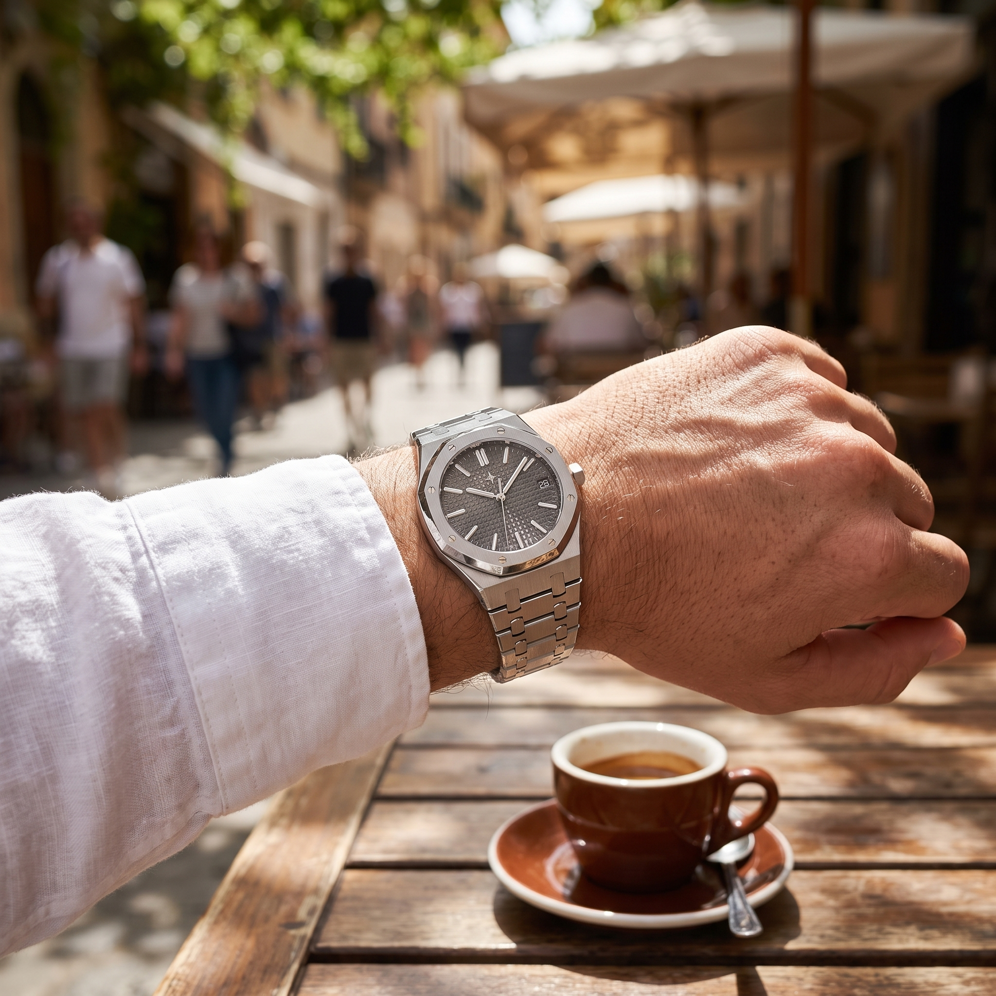 Umbraux Vauban Stainless Steel Grey worn on the wrist
