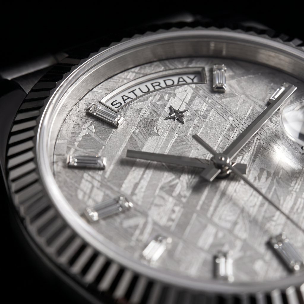 Umbraux Date 236 40mm Platinum Meteorite dial detail