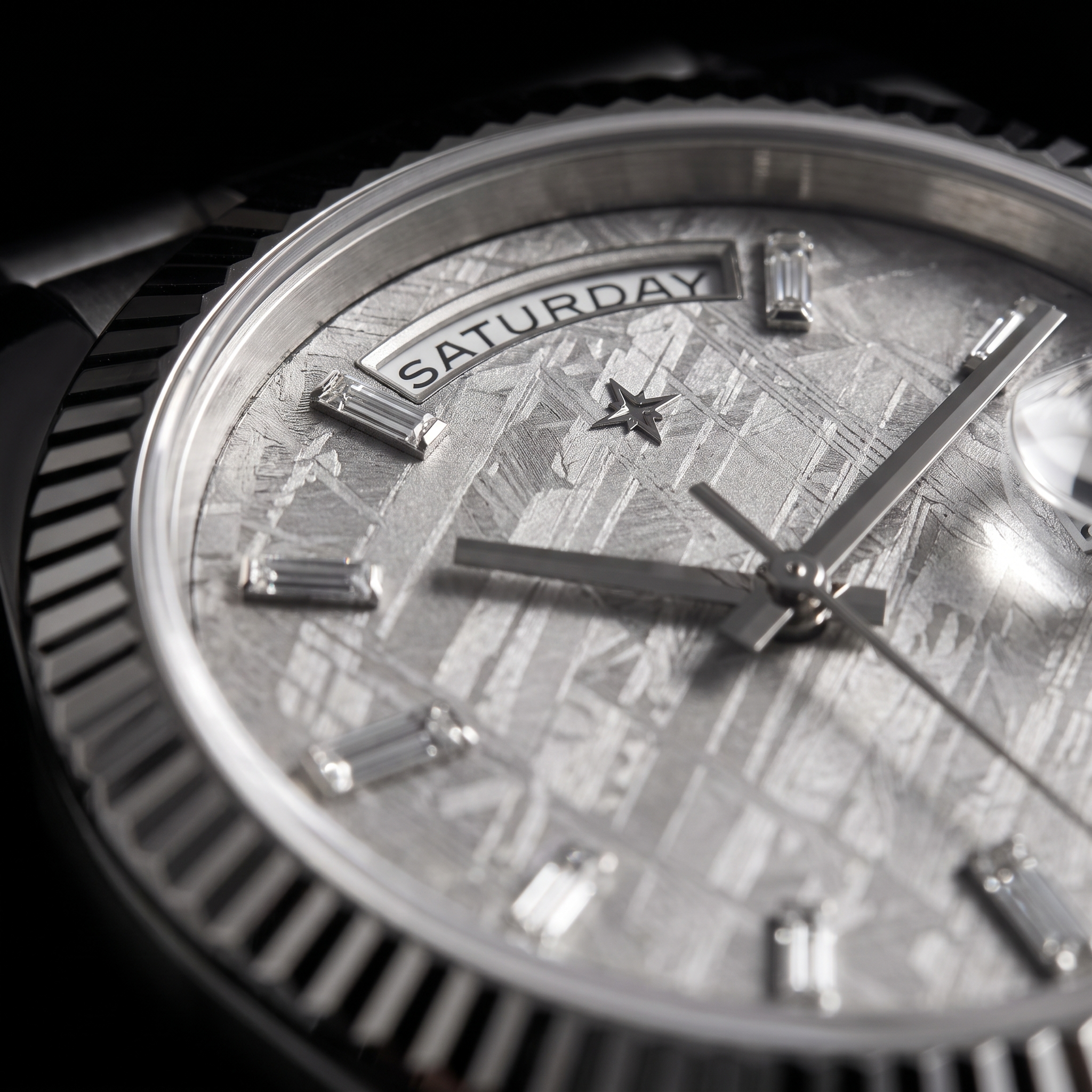 Umbraux Date 236 40mm Platinum Meteorite dial detail