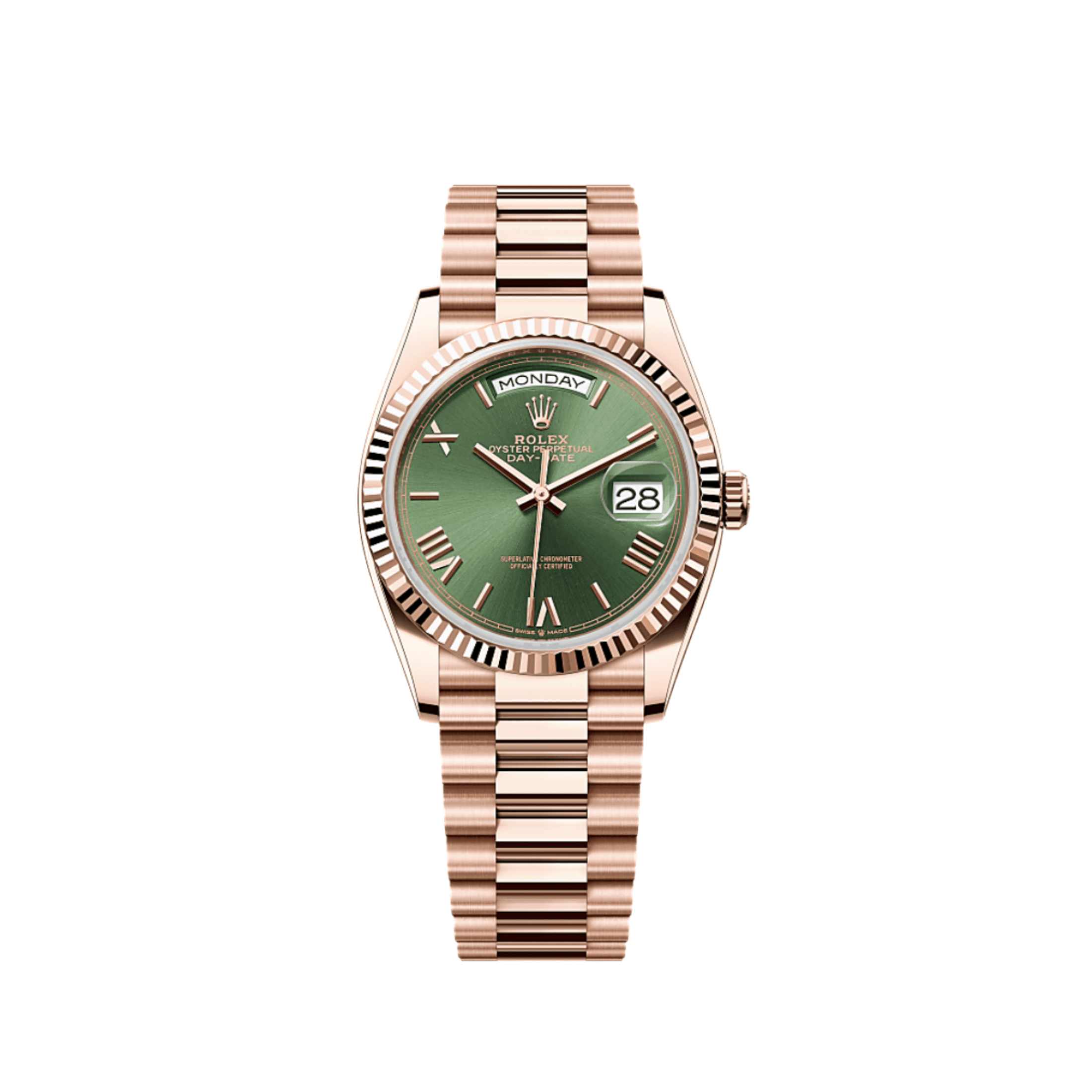Umbraux Date 5102 36mm Rose Gold Olive Green