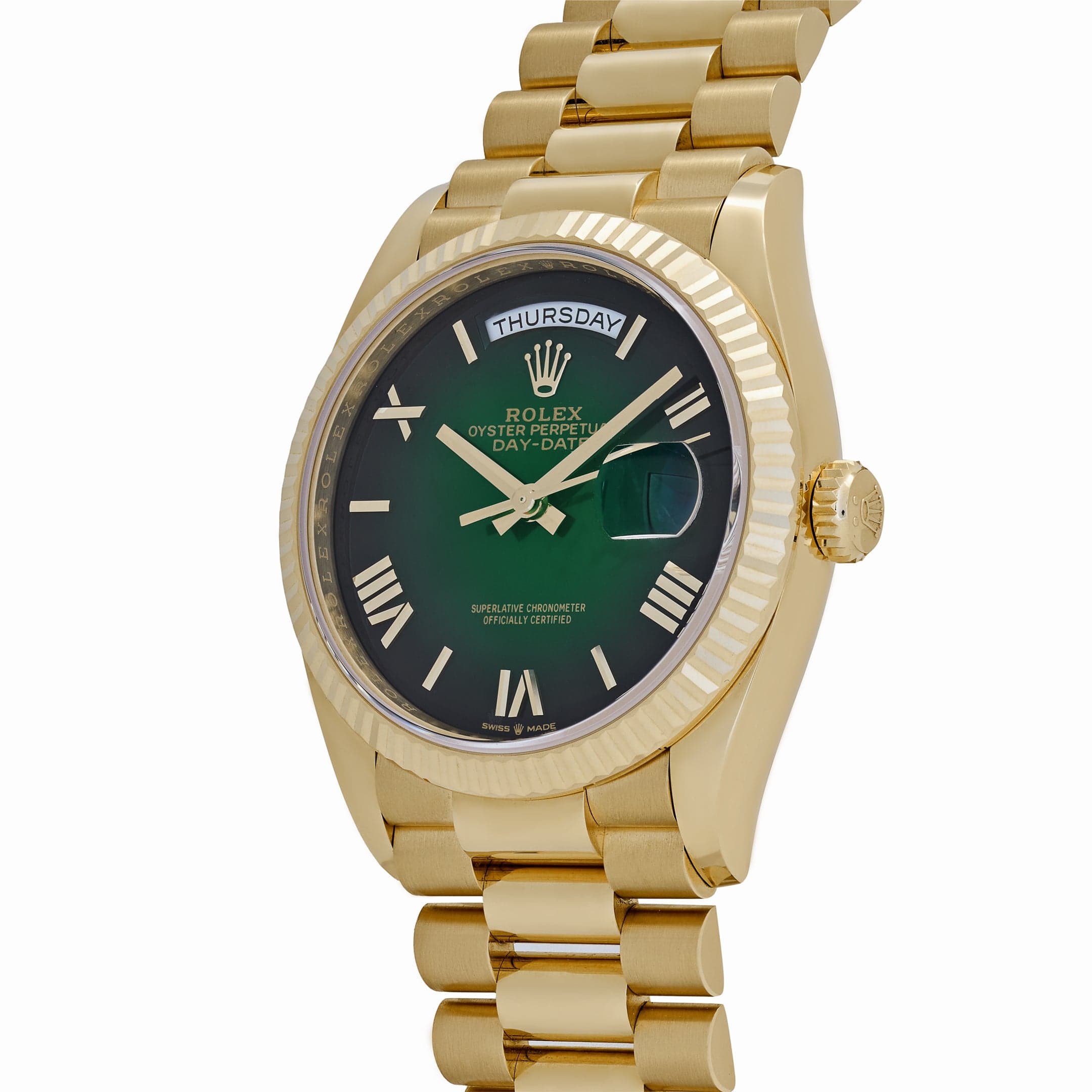Umbraux Date 5105 36mm Yellow Gold Green Ombre