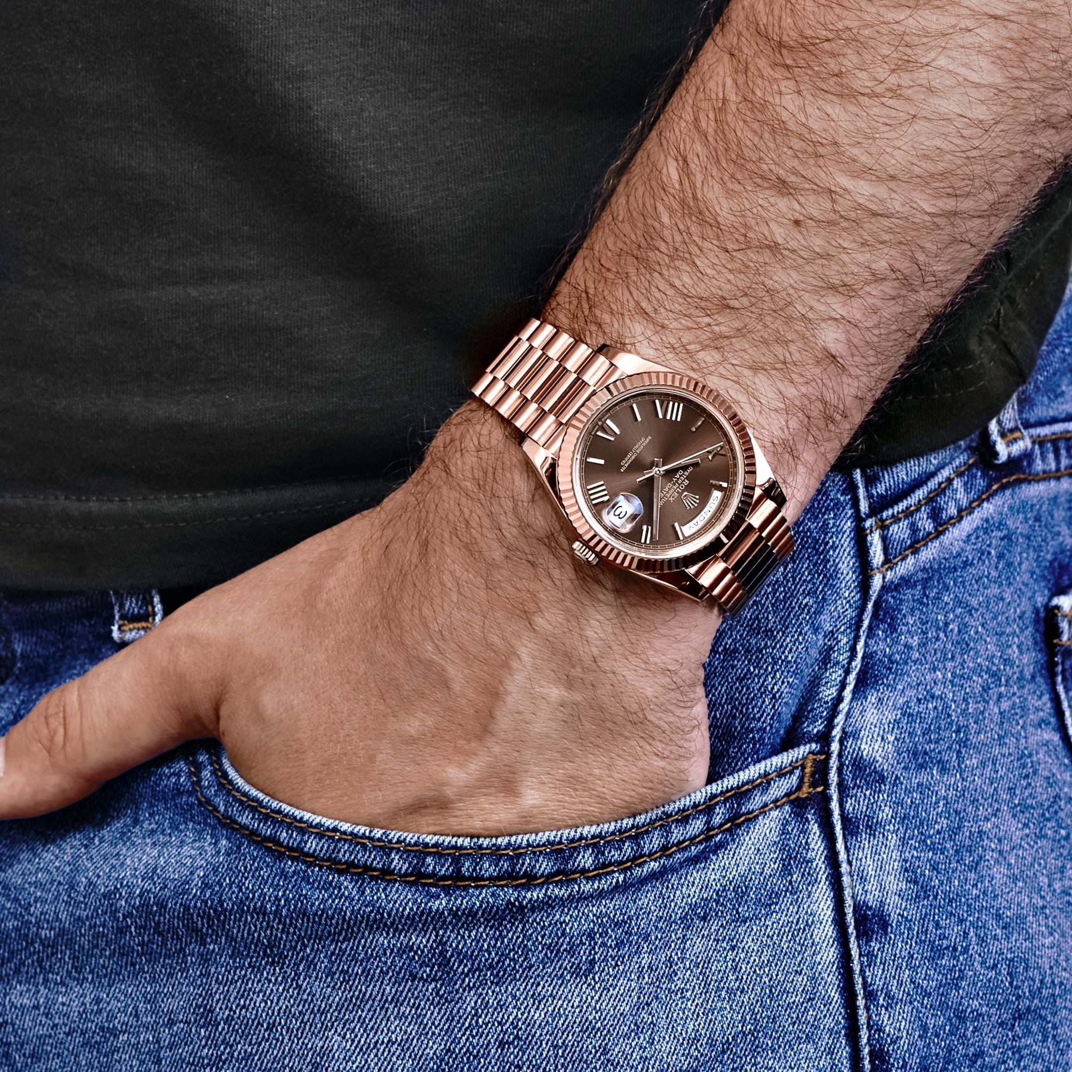 Umbraux Date 5102 40mm Rose Gold Chocolate