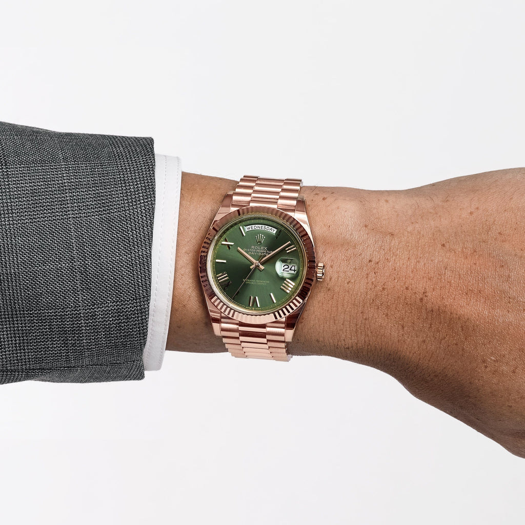 Umbraux Date 5102 40mm Rose Gold Olive Green