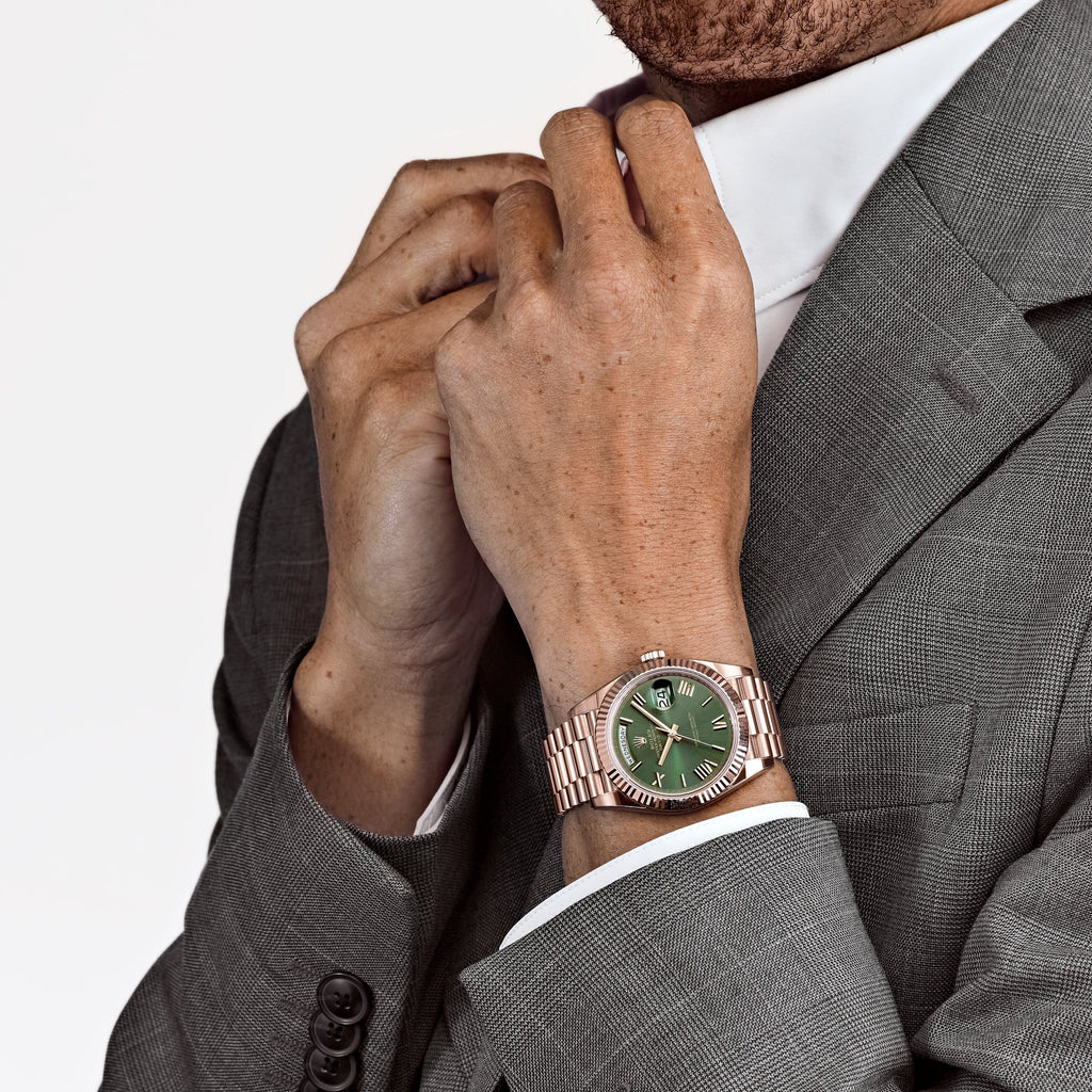Umbraux Date 5102 40mm Rose Gold Olive Green