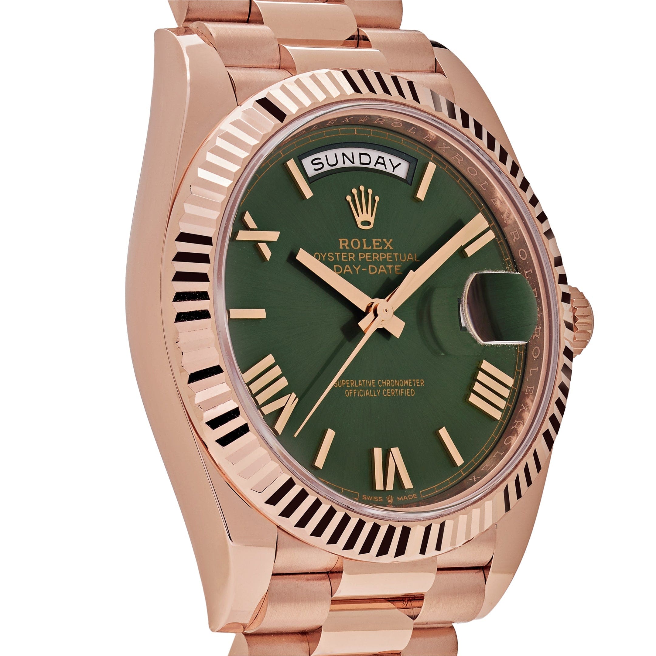 Umbraux Date 5102 40mm Rose Gold Olive Green