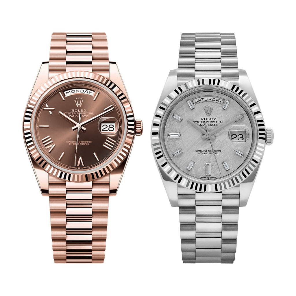 Umbraux Set: Date 5102 Rose Gold Chocolate + Date 5104 Platinum Meteorite II